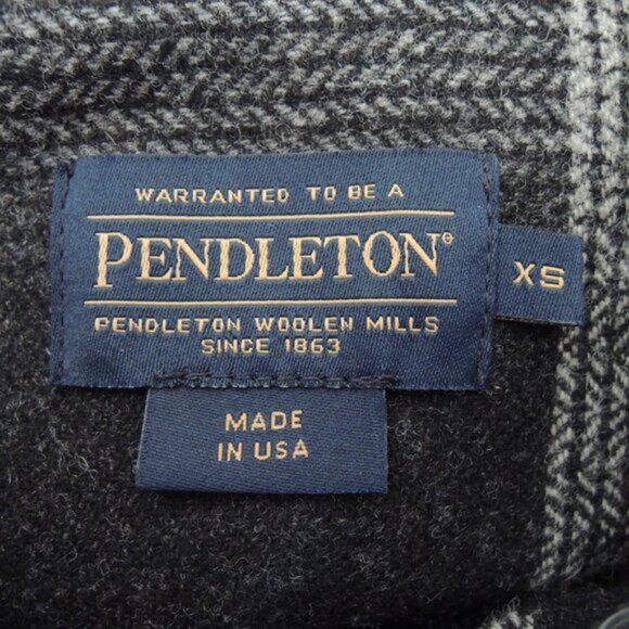 Pendleton Black & Gray 100% Wool Mixed Plaid Duster Topper XS - Picture 8 of 10